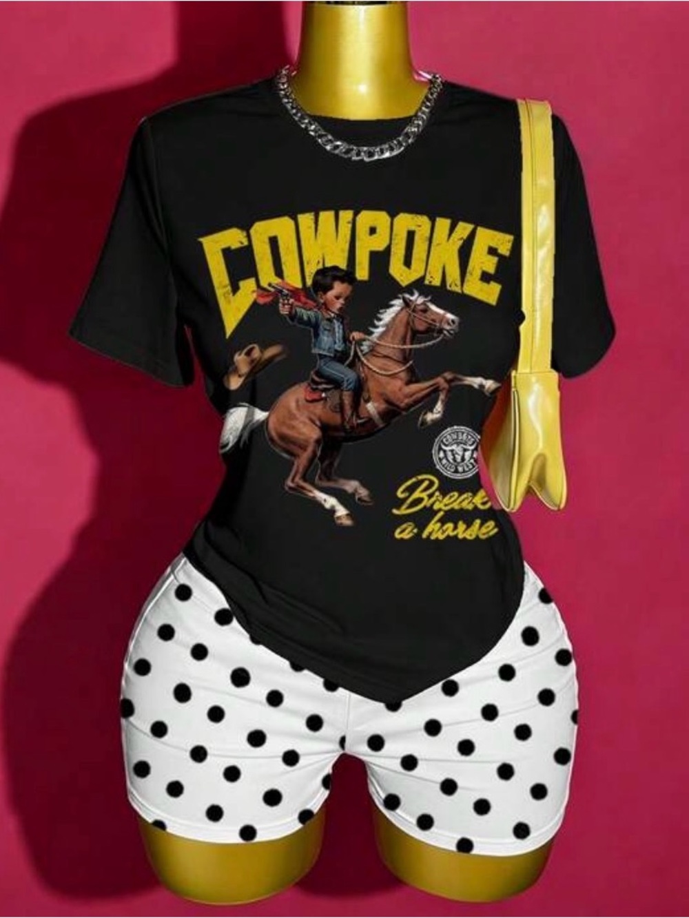 Cowpoke Graphic Tee in Black & Yellow